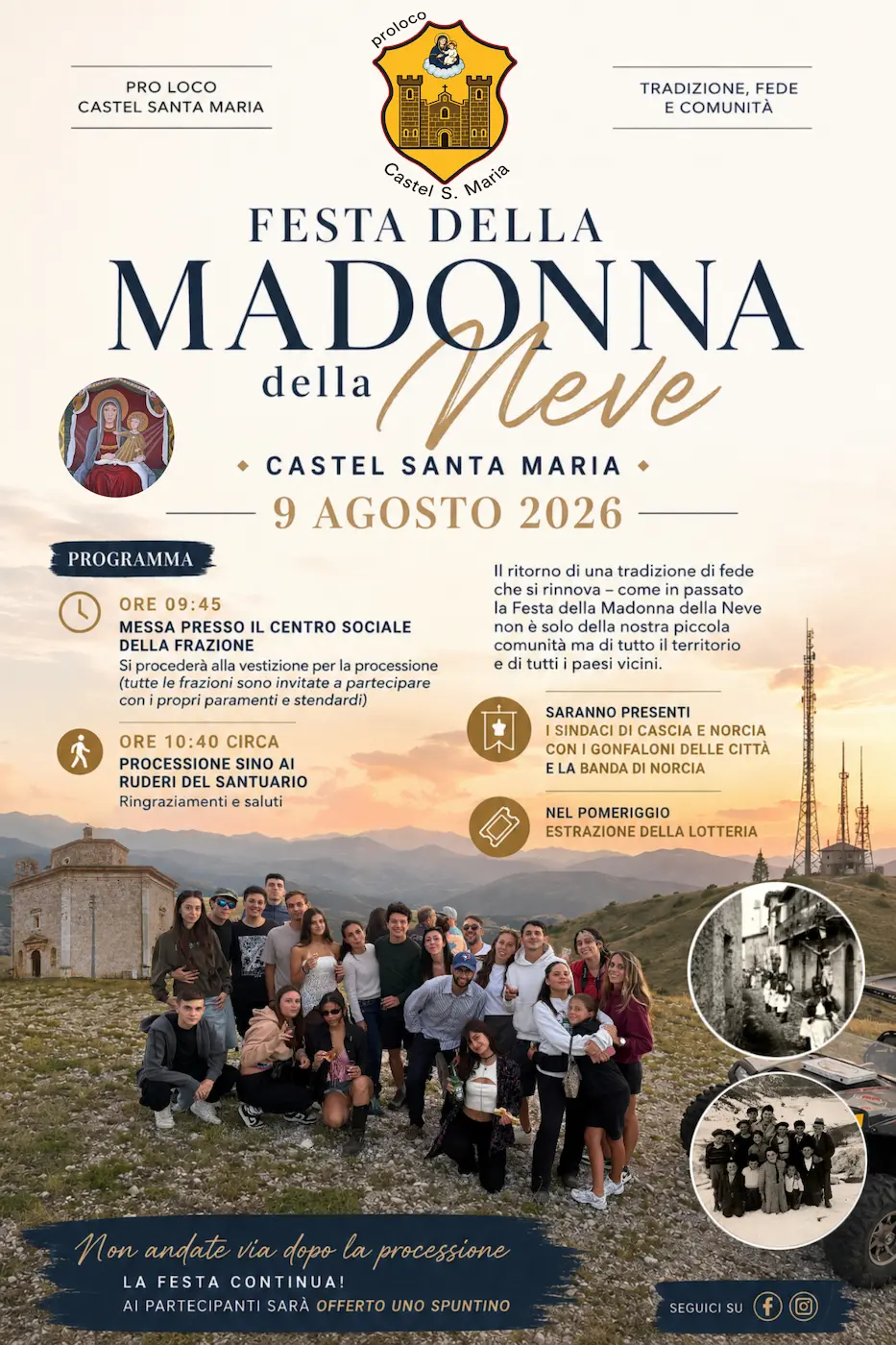 Locandina Festa della Madonna della Neve — 9 agosto 2026
